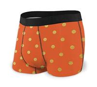 DJNGN Boxer pour Homme à Pois en Feuille d'or Moderne avec Braguette métallique Orange brûlé avec sous-vêtements à Pochette
