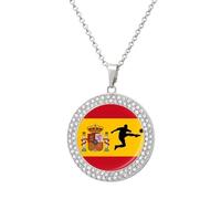 DJNGN Collier pendentif femme drapeau espagnol football tir or argent breloque collier photo collier rond