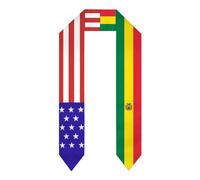 DJNGN Écharpe/châle/écharpe de remise de diplôme aux couleurs du drapeau bolivien-américain pour étudiant(e) à l'étranger. Étudiant(e) diplômé(e) d'un programme d'études internationales.