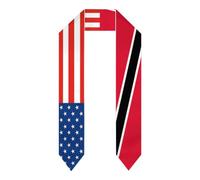 DJNGN Écharpe/châle/écharpe de remise de diplômes aux couleurs du drapeau de Trinité-et-Tobago et des États-Unis. Étudiants à l'étranger, promotion 2026/2026. Modèle unisexe adulte.