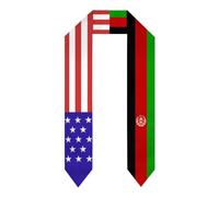DJNGN Écharpe, châle ou écharpe de remise de diplôme aux couleurs du drapeau afghano-américain, pour étudiant(e) à l'étranger ou diplômé(e) d'un programme d'études internationales.