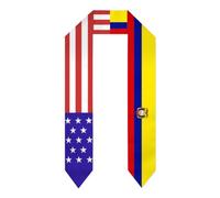 DJNGN Écharpe, châle ou écharpe de remise de diplôme avec drapeau équatorien, américain, pour étudiant à l'étranger ou diplômé d'un programme d'études internationales.
