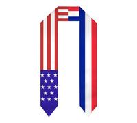 DJNGN Écharpe/châle/salopette de remise de diplôme aux couleurs du drapeau français, américain et de la France, pour étudiant(e) à l'étranger ou diplômé(e) d'un programme d'études internationales.