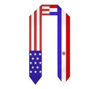 DJNGN Écharpe/châle/salopette de remise de diplôme aux couleurs du drapeau paraguayen et américain, pour étudiant(e) à l'étranger ou diplômé(e) d'un programme d'études internationales.