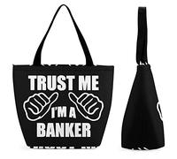 DJNGN Faites-moi confiance, je suis un banquier, grand sac à main de shopping réutilisable, sac fourre-tout imprimé personnalisé pour femme