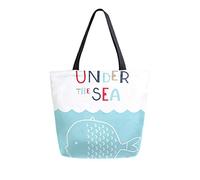 DJNGN Fish Under The Sea Canvas Tote Bag Sacs d'épicerie réutilisables Sac de transport fourre-tout avec poignées