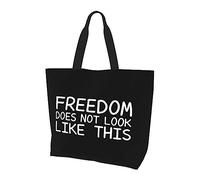 DJNGN Freedom DoesLook Like This Sac à main en toile léger pour femme Sac de courses réutilisable Noir