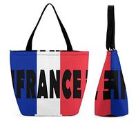 DJNGN Grand sac à main de shopping réutilisable avec drapeau de la France, fourre-tout imprimé personnalisé pour femme