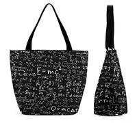 DJNGN Grand sac à main réutilisable avec formules mathématiques et sciences - Sac fourre-tout imprimé personnalisé pour femme