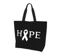 DJNGN Hope Lung Cancer Sac à main en toile léger pour femme Sac de courses réutilisable Noir