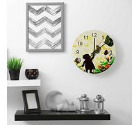 DJNGN Horloge Murale silencieuse 30,5 cm sans tic-tac Bonheur de l'enfance Papillon Fleur Multicolore à Piles Horloge créative à la Mode décoration d'intérieur pour Cuisine Bureau école Salon