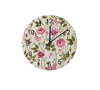 DJNGN Horloge Murale silencieuse 30,5 cm sans tic-tac Floral Roses Roses Papillon à Piles Horloge créative à la Mode décoration d'intérieur pour Cuisine Bureau école Salon