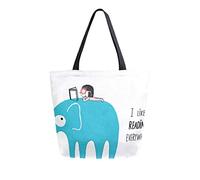 DJNGN I Like Reading Everywhere Canvas Tote Bag Sacs d'épicerie réutilisables Sac de transport fourre-tout avec poignées
