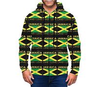 DJNGN Jamaica Land I Love Jamaican Flag Sweat à Capuche pour Homme avec Fermeture éclair intégrale et Veste de Poche