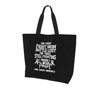 DJNGN Je porte fièrement Pearl Lung Cancer Awareness Sac à main en toile léger pour femme Sac de courses réutilisable Noir