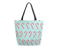 DJNGN Joyeux Noël Candy Cane Canvas Tote Bag Sacs d'épicerie réutilisables Fourre-tout Sac de transport avec poignées