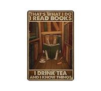 DJNGN Lapin Boisson Thé Lecture Livre Rétro Métal Signe Tin Sign Accueil Mur Affiches Bar Café Salle De Bains Cuisine Garage Jardin Ferme Man Cave Décor Nouveauté Cadeaux