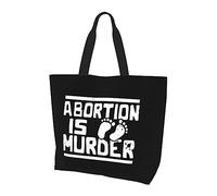 DJNGN L'avortement est un meurtre Sac à main en toile léger pour femme Sac à provisions réutilisable Noir