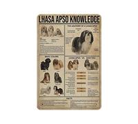 DJNGN Lhassa Apso Dog Knowledge Poster Plaque en métal Art Plaque murale Décor Infographie Poster Fer Peinture Aluminium Sign for School Education Farm Men Cave Bar Yoga Outdoor Decor 8x12in