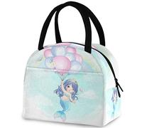 DJNGN Magic Flying Mermaid by Balloon Sac à lunch isotherme, sac fourre-tout isotherme réutilisable à poignées multiples pour femmes et hommes, travail scolaire, pique-nique, voyage en plein air