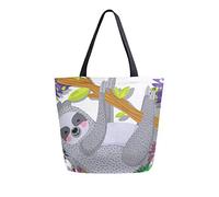 DJNGN Mignon paresseux faune toile fourre-tout sac transport sac à bandoulière pour faire du shopping voyage réutilisables