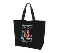 DJNGN Never Mind My Hair I'm Do Yours Sac à main en toile léger pour femme Sac de courses réutilisable Noir