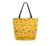 DJNGN Orang Background Language Canvas Tote Bag Sacs d'épicerie réutilisables Fourre-tout Sac de transport avec poignées