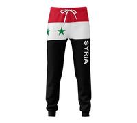 DJNGN Pantalon de Jogging Long et Doux imprimé Drapeau syrien pour Hommes patriotes