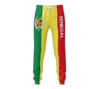 DJNGN Pantalon de Jogging Long et Doux, imprimé intégral, avec emblème du Drapeau du Sénégal, pour Hommes patriotes.