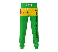 DJNGN Pantalon de Jogging Long imprimé du Drapeau de Sao Tomé-et-Principe, Doux et Confortable, pour Hommes patriotes.