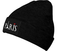DJNGN Paris Tour Eiffel Tricoté Bonnet Hiver Chaud Doux Unisexe Tricot Bonnet Noir