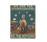 DJNGN Plaque en métal vintage Nous sommes la petite-fille des sorcières Cheval Fer Peinture Maison Cuisine Garage Man Cave Décoration murale Plaque Art Poster Cadeau amusant