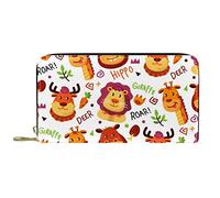 DJNGN Portefeuille Cuir Cuir Zip Long Bourse Animaux Lion Mots