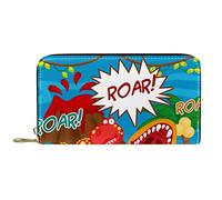 DJNGN Portefeuille Cuir Cuir Zip Long Bourse Dinosaure Oeuf Noix de Coco