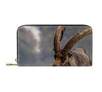 DJNGN Portefeuille Cuir Cuir Zip Long Bourse Grand Bouquetin des Alpes