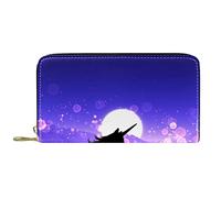 DJNGN Portefeuille Cuir Cuir Zip Long Purse 3DUnicorn Mountain Purple Sunset Sky