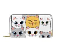 DJNGN Portefeuille Cuir Cuir Zip Long Purse Big Eyes Cartoon Cat