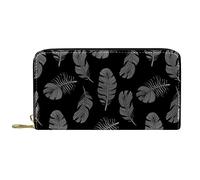 DJNGN Portefeuille Cuir Cuir Zip Long Purse Bird-Feathers Pattern
