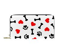 DJNGN Portefeuille Cuir Cuir Zip Long Purse Dog Bone Paw Heart
