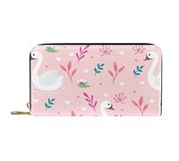 DJNGN Portefeuille Cuir Cuir Zip Long Purse Ele Swan Rose