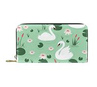 DJNGN Portefeuille Cuir Cuir Zip Long Purse Ele Swan Vert