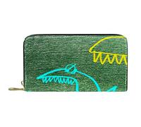 DJNGN Portefeuille Cuir Cuir Zip Long Purse Fish Big Small Vert