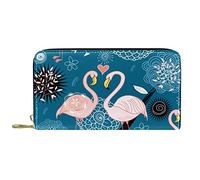 DJNGN Portefeuille Cuir Cuir Zip Long Purse Flamingo Pattern