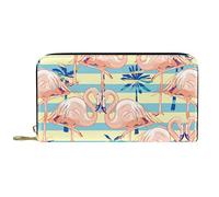 DJNGN Portefeuille Cuir Cuir Zip Long Purse Flamingo Pattern