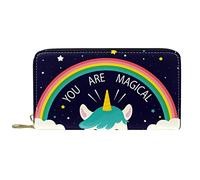 DJNGN Portefeuille Cuir Cuir Zip Long Purse Funny Licorne Vache Rainbow You are Magical