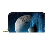 DJNGN Portefeuille Cuir Cuir Zip Long Purse Galaxy Cosmos Starry Sky Planet