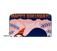 DJNGN Portefeuille Cuir Cuir Zip Long Purse Happy Birthday Cute Baby Sloth Sleeping on The Tree