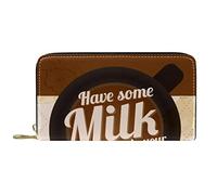 DJNGN Portefeuille Cuir Cuir Zip Long Purse Have Some Milk in Your Coffee