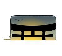 DJNGN Portefeuille Cuir Cuir Zip Long Purse Japanese Torii Gates and Sunset Landscape