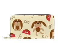 DJNGN Portefeuille Cuir Cuir Zip Long Purse Lovely Little Dog Bone Dog Food